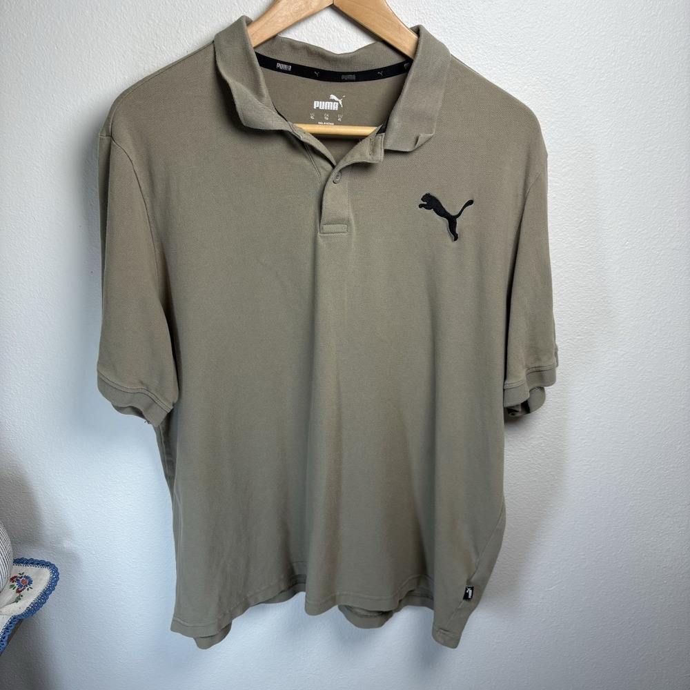 Puma Mens XL Green Polo Shirt Athleisure Sporty Cotton Blend